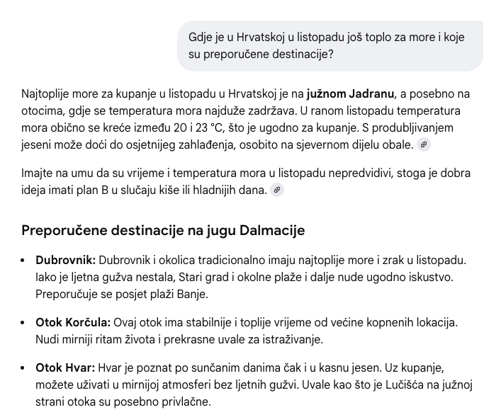 Primjer pretrage u AI Modu